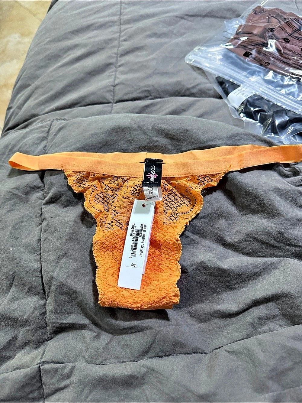 Cosabella Fits Everybody Thong Lace Thong in Orange Size Small NWT